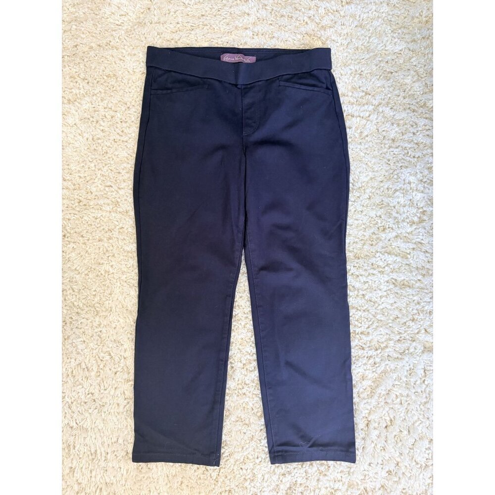 Gloria Vanderbilt Navy Crop Pull-On Ponte Trouser Pants 12P EUC